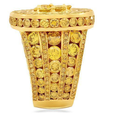 14K Solid Yellow Gold Mens Yellow Diamond Pinky Ring 15.90 Ctw